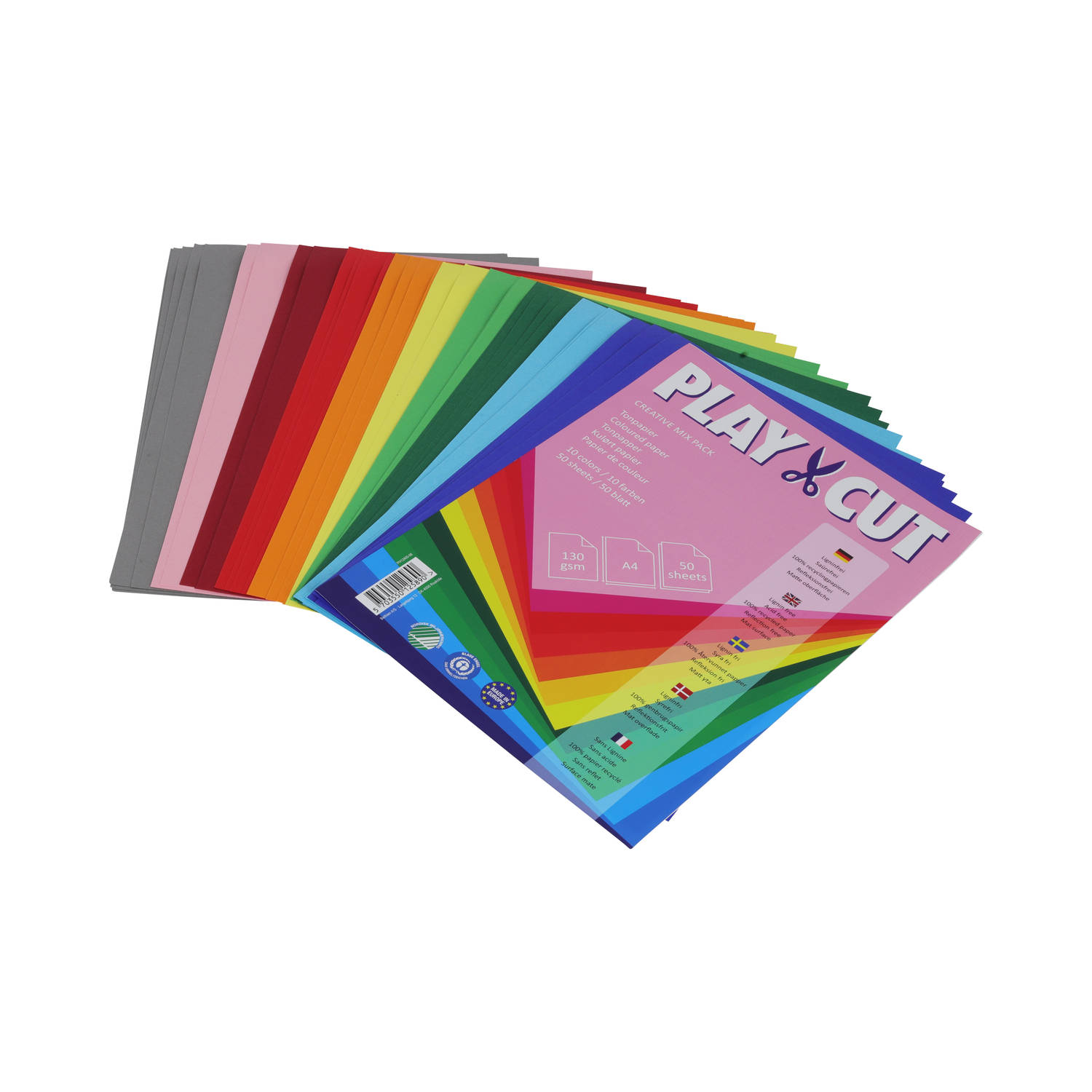 Play-Cut Gekleurd papier A4 Gerecycleerd 220g-m2 50 vellen