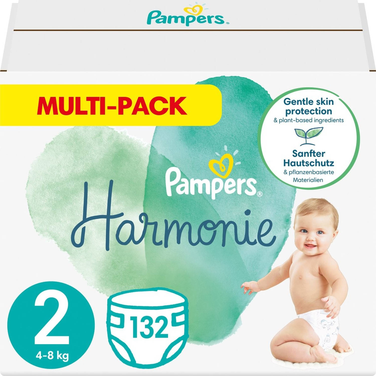 Pampers Harmonie Maat 2 (4kg-8kg) - 132 Luiers - Multi-Pack