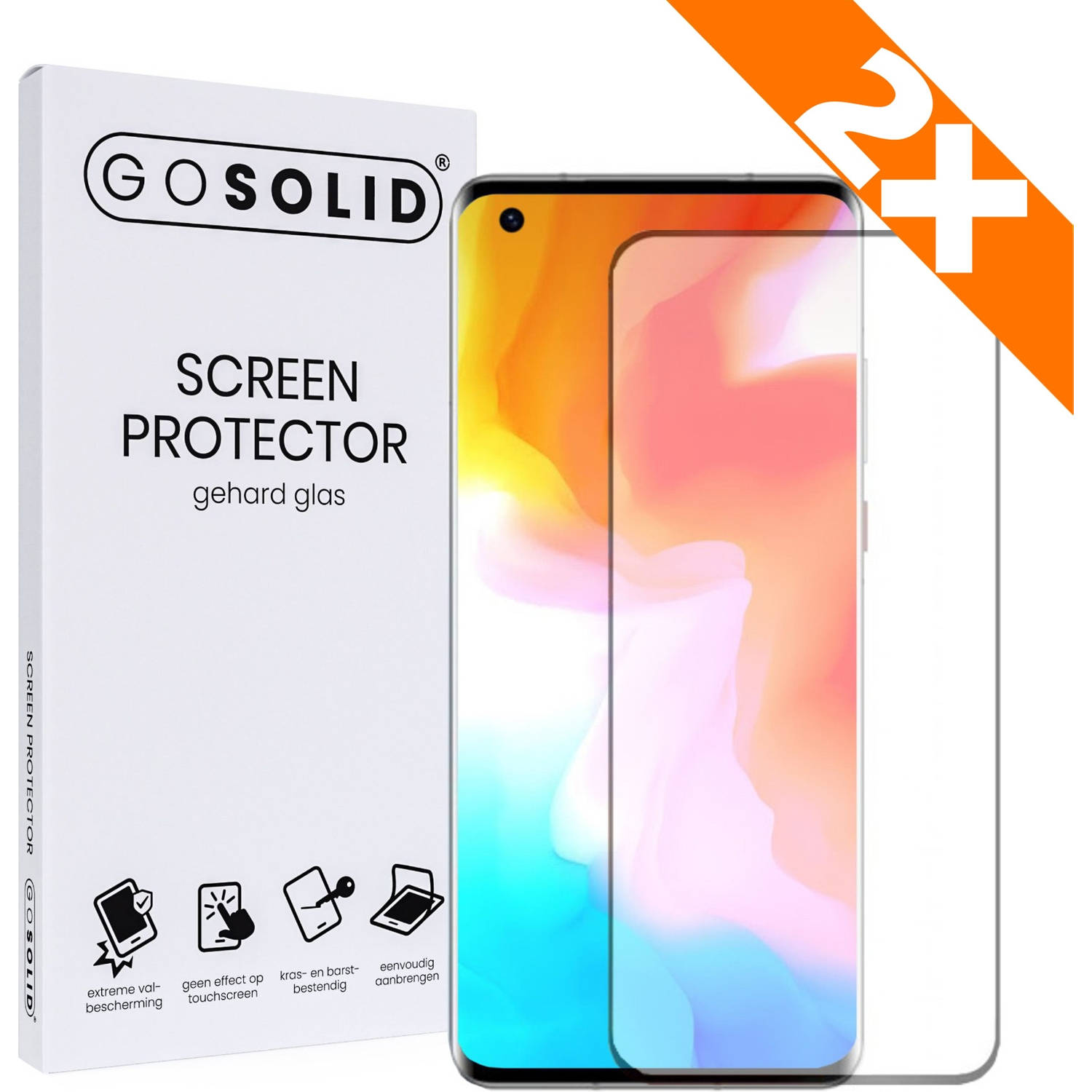 GO SOLID! Screenprotector voor Oppo Reno 7 gehard glas - Duopack