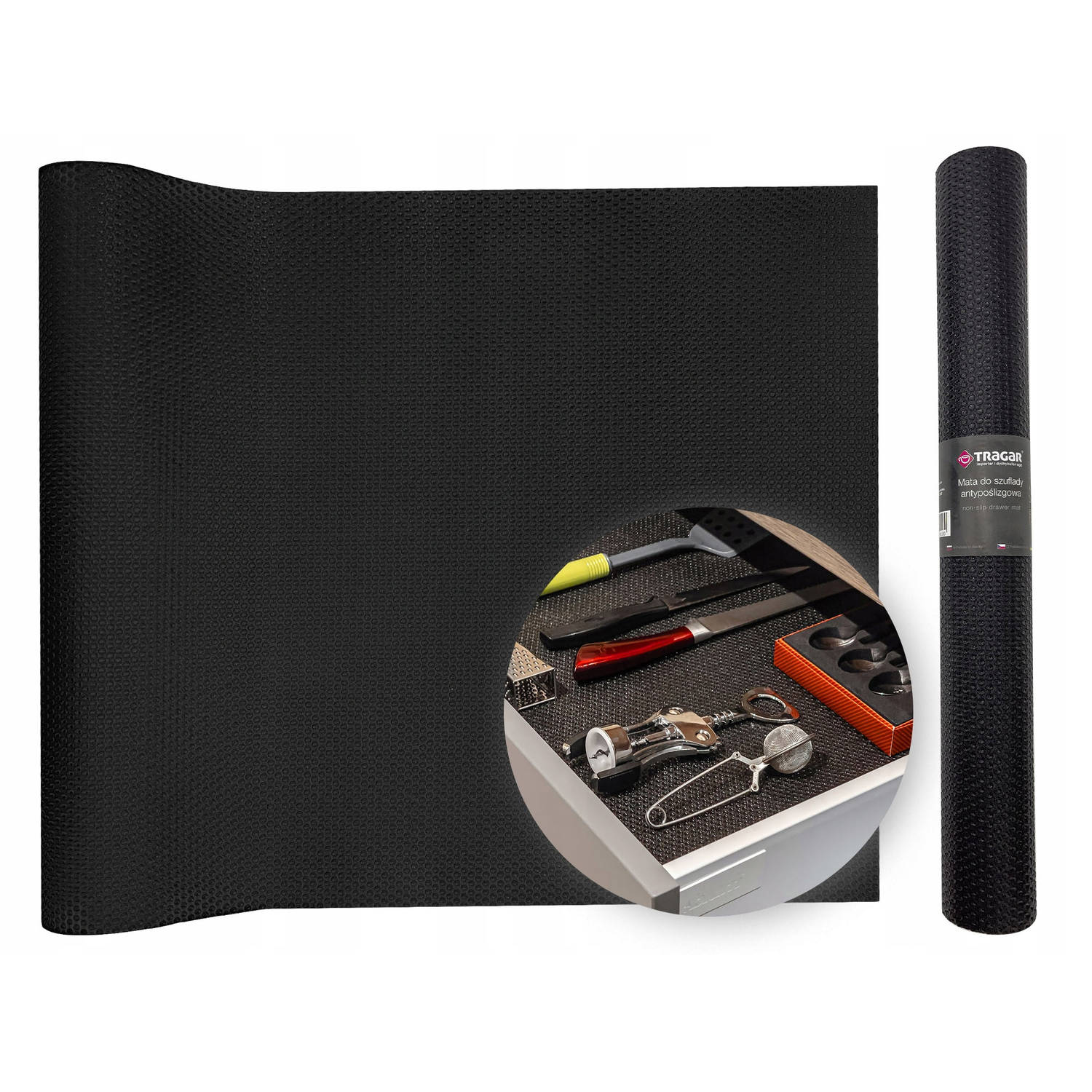 Tragar antislipmat 45 x 300 cm zwart bescherming voor kasten en keukenlade - extra lang - antislip kast - anti slip mat - Lade beschermer