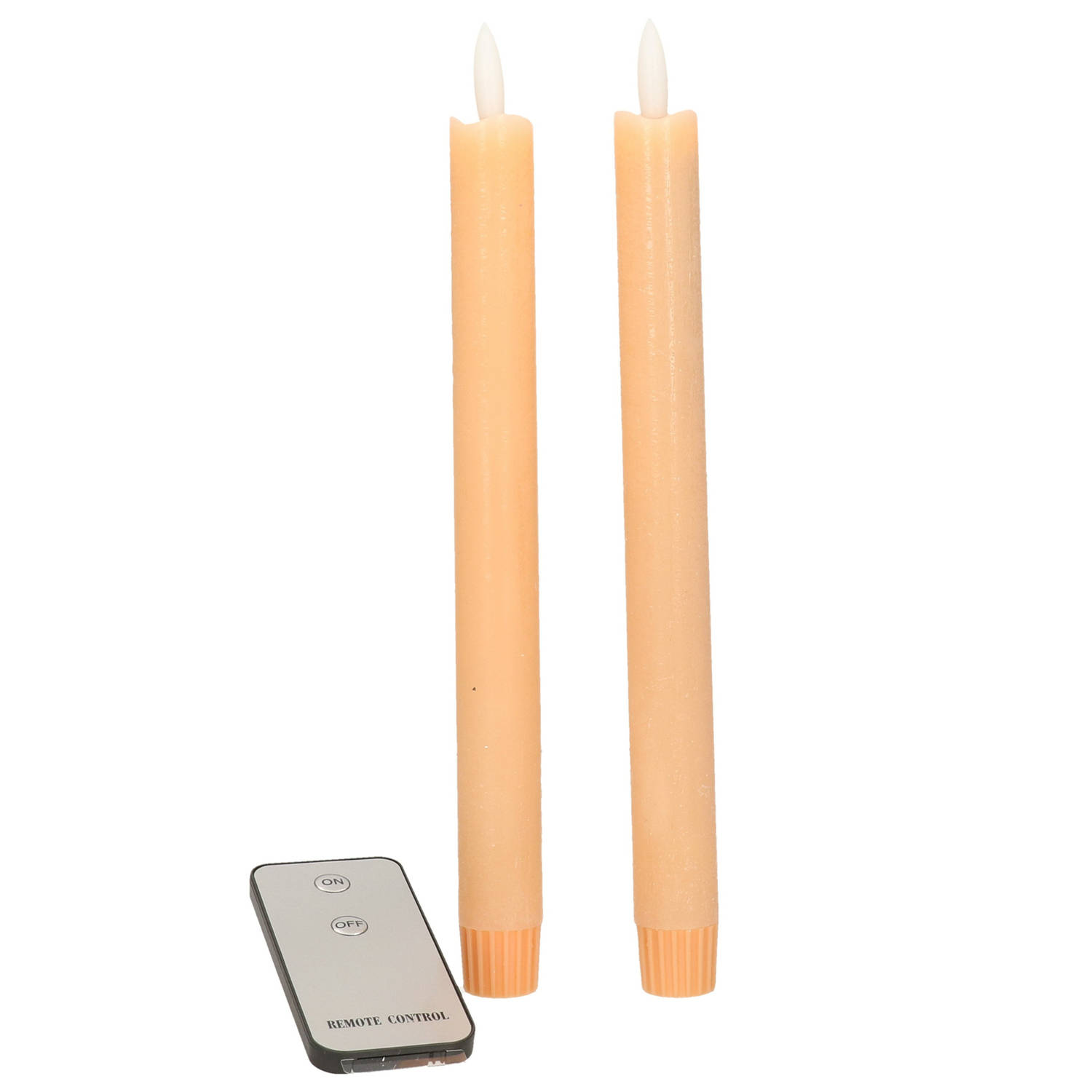 LED dinerkaarsen 2x perzik oranje 23 cm met afstandsbediening LED kaarsen