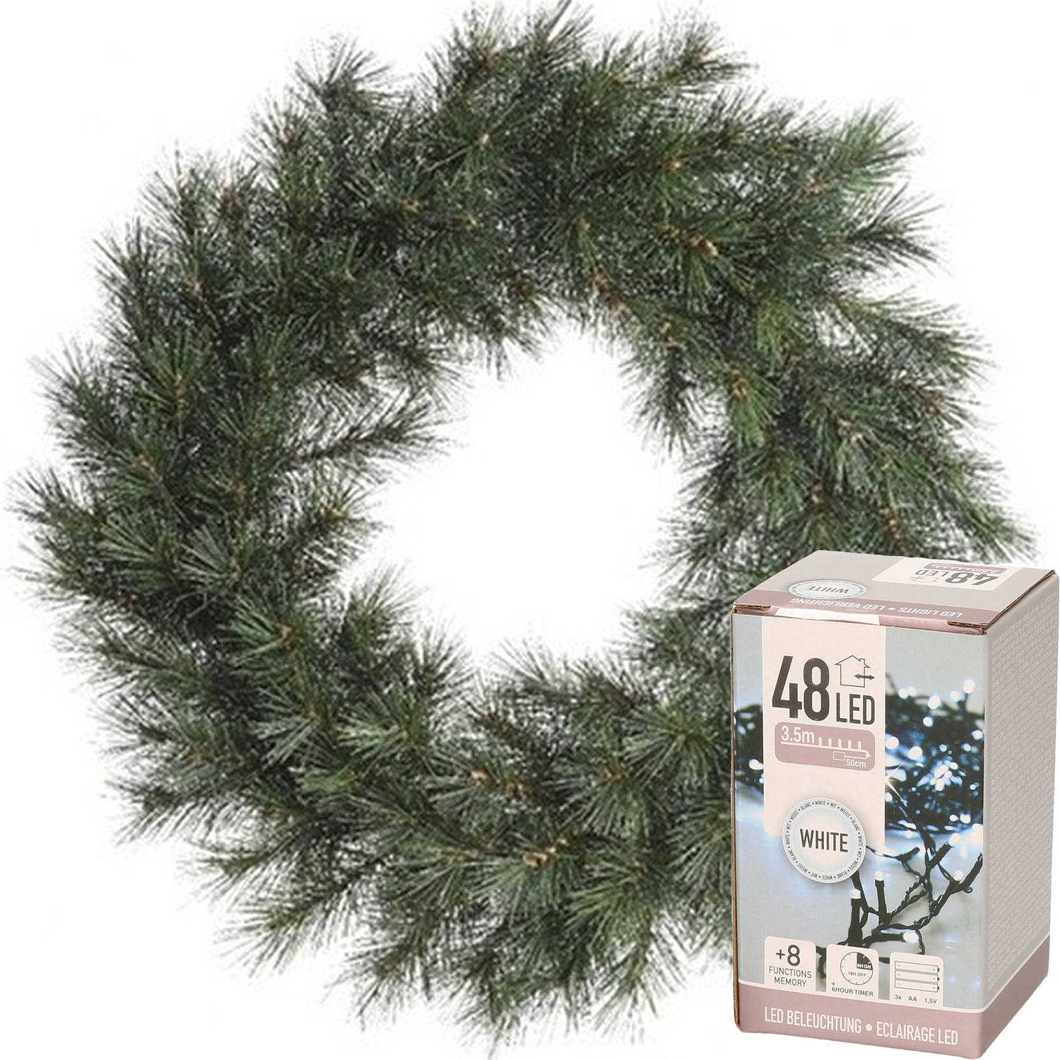 Kerstkrans Malmo 60 cm incl. verlichting helder wit 4m Kerstkransen