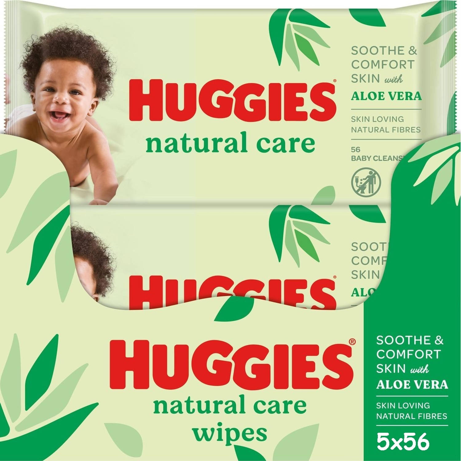 Huggies Natural Care Billendoekjes 280 babydoekjes 5 x 56