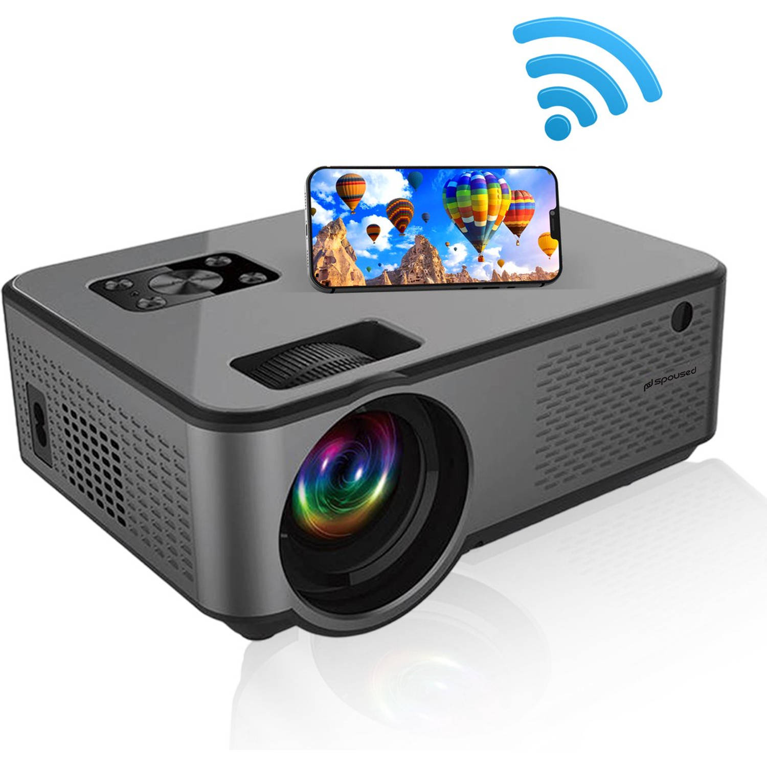 Spoused Beamer Full-HD 7000 Lumen Streamen Vanaf Je Telefoon Met WiFi Mini Beamer