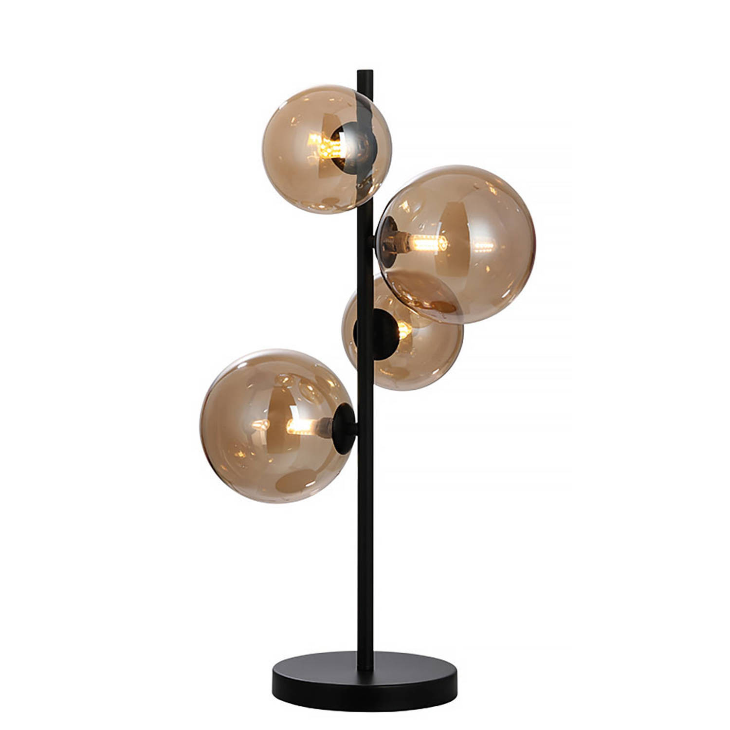 Freelight Tafellamp Calcio 4 lichts H 60 cm excl. 4x G9 LED amber glas zwart