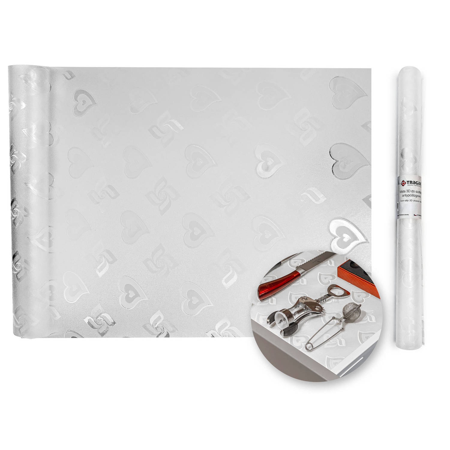 Tragar antislipmat 45 x 300 cm transparant met patroon bescherming voor kasten en keukenlade - extra lang - antislip kast - anti slip mat - Lade beschermer
