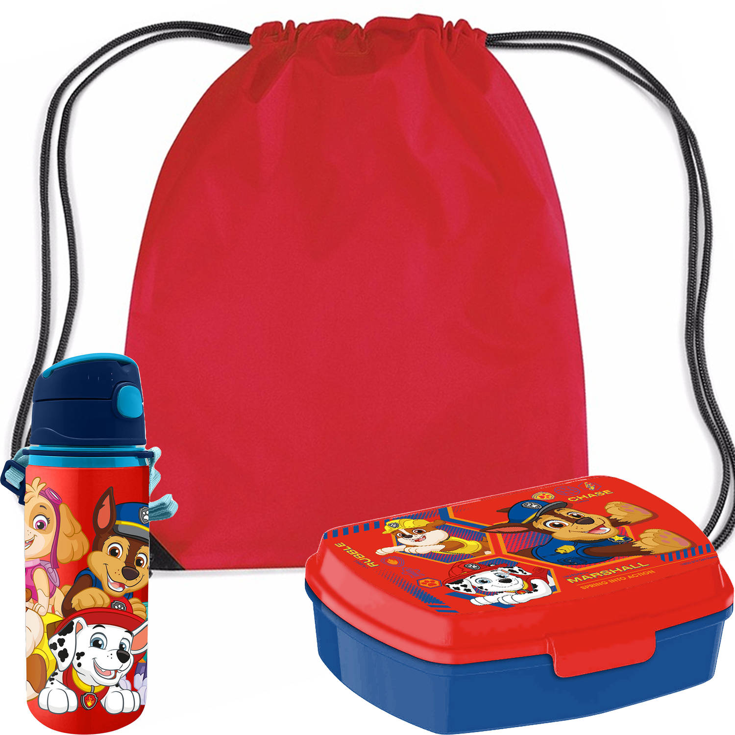 Paw Patrol lunchbox set voor kinderen 3-delig rood aluminium incl. gymtas-schooltas Lunchboxen