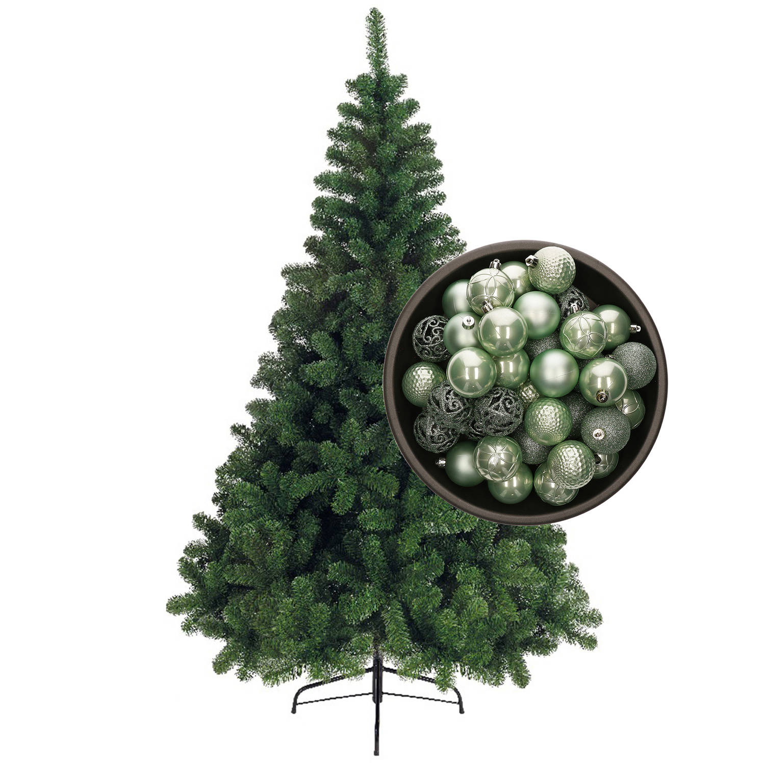 Bellatio Decorations kunst kerstboom 120 cm met kerstballen mintgroen Kunstkerstboom