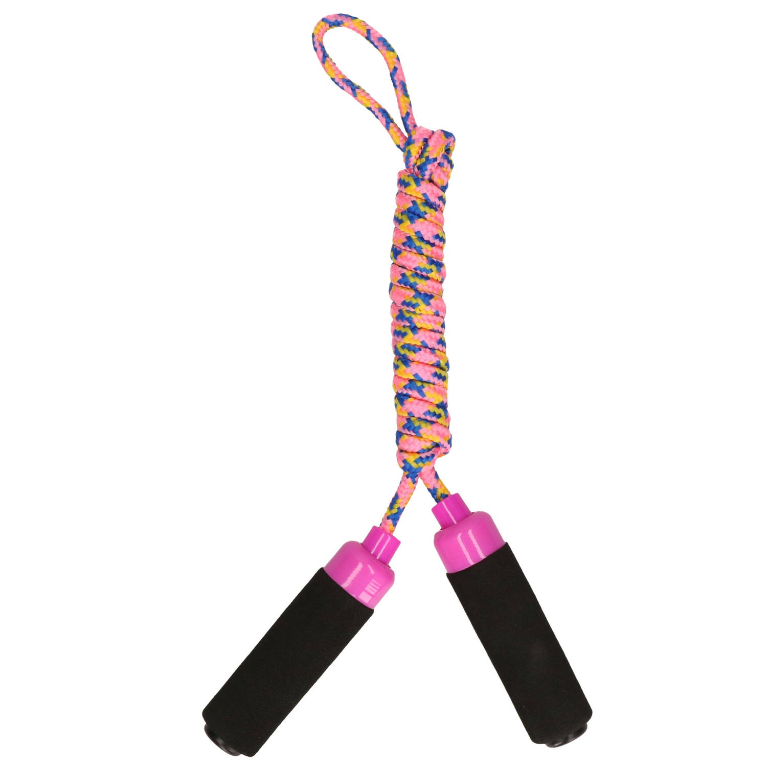 Springtouw speelgoed met Foam handvat roze touw 210 cm buitenspeelgoed Springtouwen
