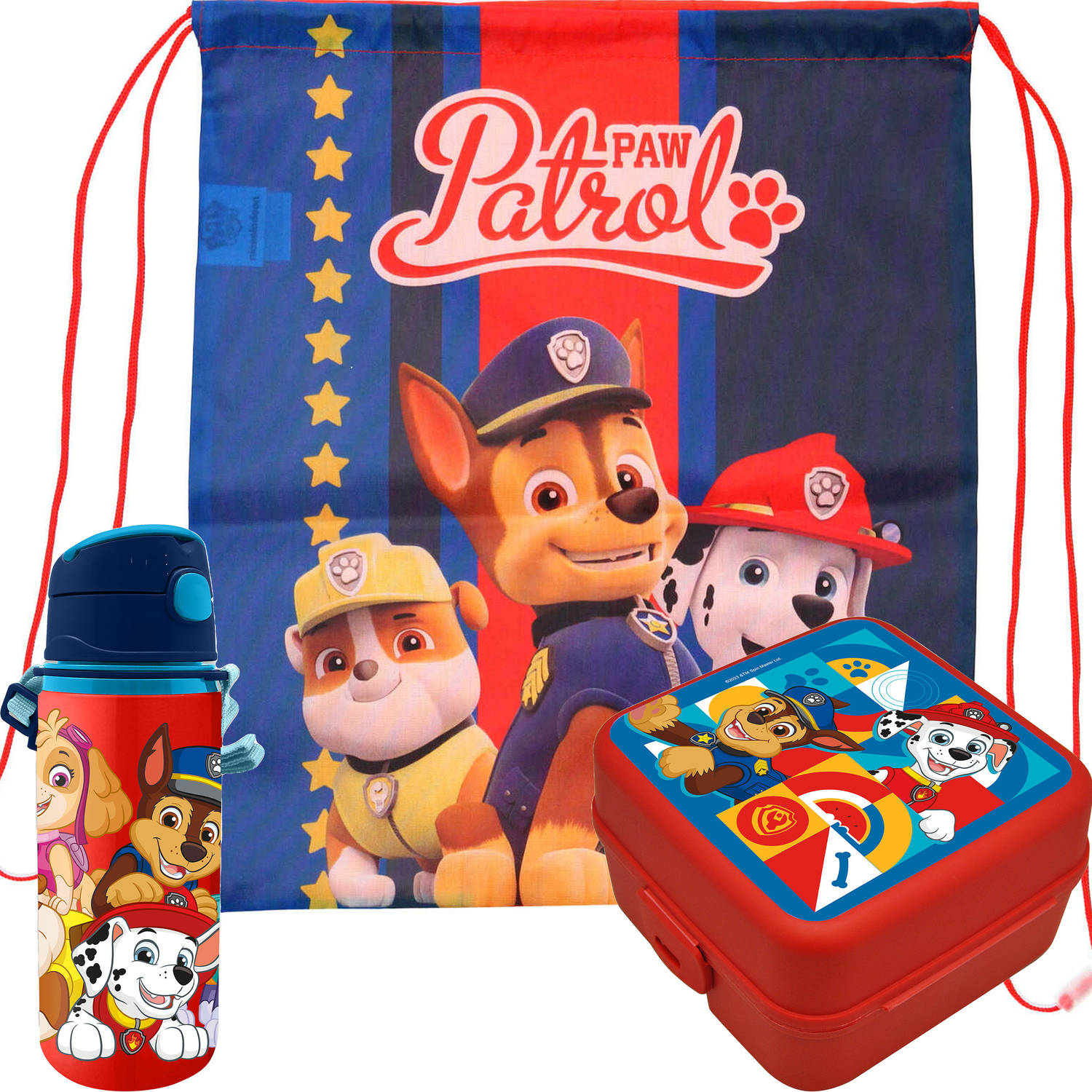 Paw Patrol lunchbox set voor kinderen 3-delig rood incl. gymtas-schooltas Lunchboxen