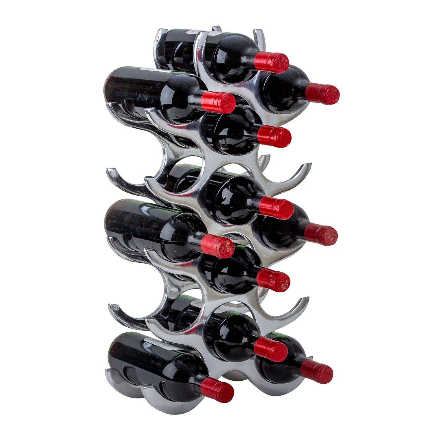 Modern stijlvol Wijnrek voor 15 flessen chrome metaal 31 x 58 cm Wijnrekken