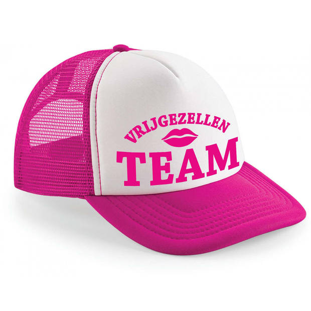 Bellatio Decorations snapback/cap dames - vrijgezellen team - roze/wit - vrijgezellenfeest - Verkleedhoofddeksels