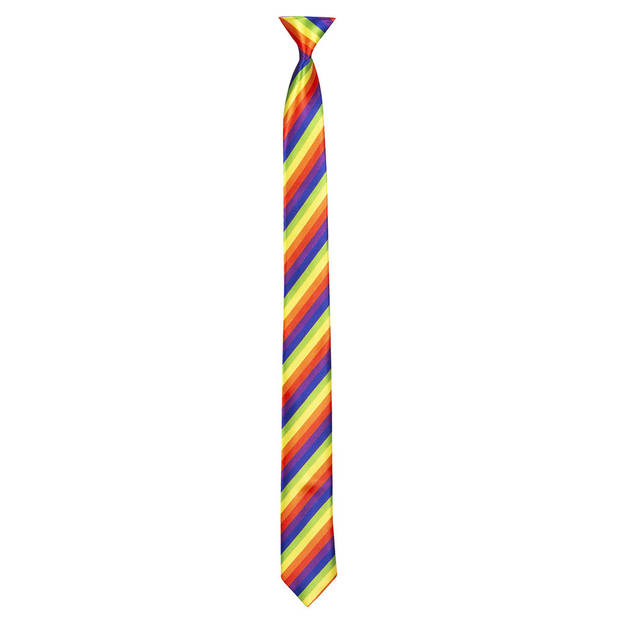 Verkleed stropdas regenboog kleuren 54 cm - Verkleedstropdassen