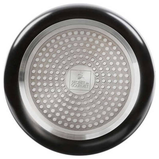 Steelpan/sauspan 3x stuks - voor alle kookplaten - aluminium - zwart - 16/18/20 cm - Steelpannen