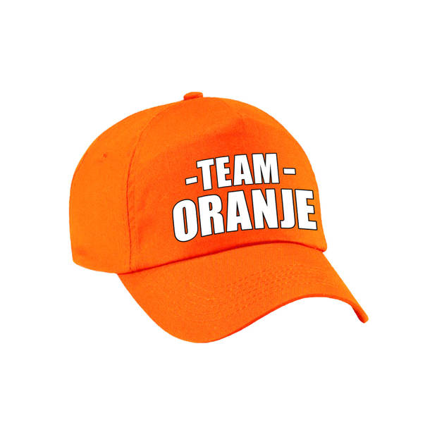 Team oranje pet volwassenen voor sportdag - Verkleedhoofddeksels