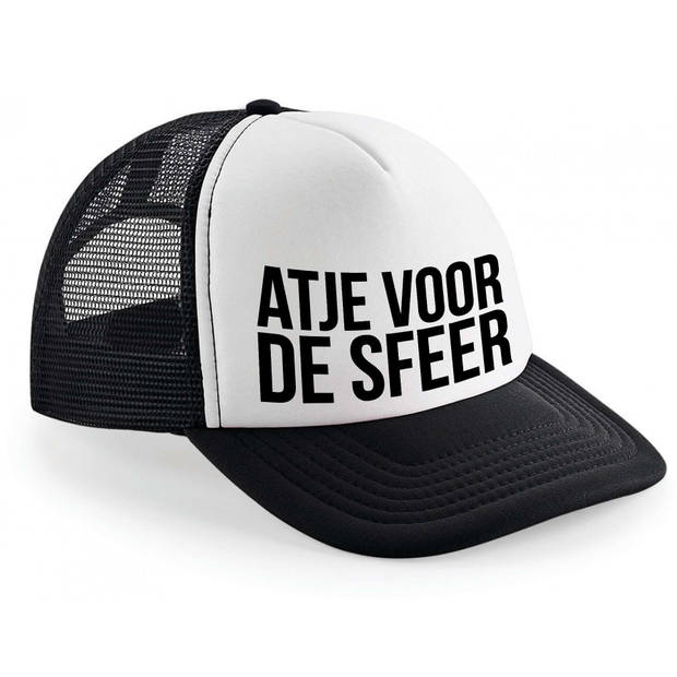 Bellatio Decorations snapback/cap - Atje voor de sfeer - zwart/wit - dames/heren - feest petjes - Verkleedhoofddeksels