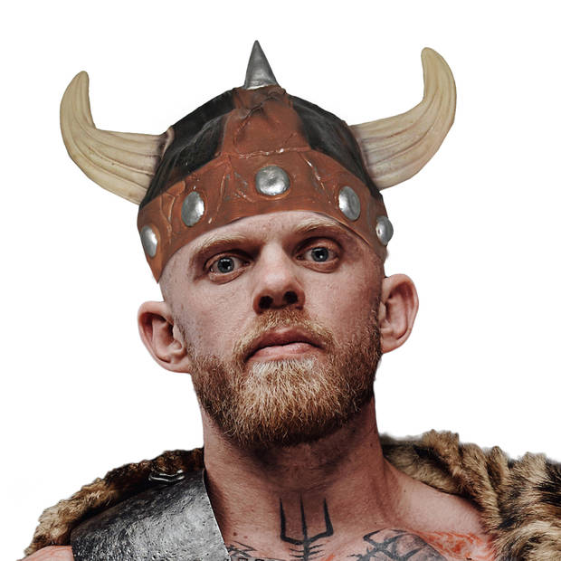 Viking verkleed helm bruin/beige voor volwassenen - Verkleedhoofddeksels