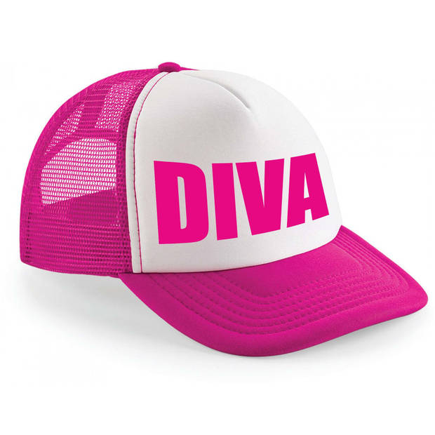 Bellatio Decorations cadeau snapback/cap - Diva - roze/wit - pet - dames - foute party - Verkleedhoofddeksels