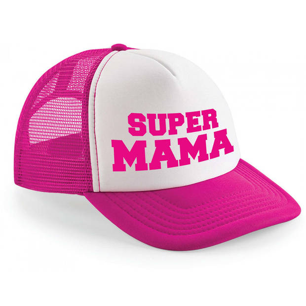 Super mama snapback cap/ truckers petje roze voor dames - Verkleedhoofddeksels