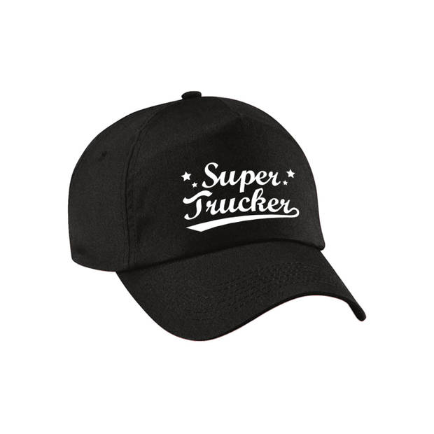 Super trucker pet /cap zwart voor volwassenen - vrachtwagenchauffeur cadeau - Verkleedhoofddeksels