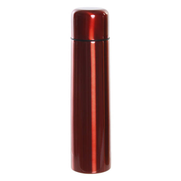 RVS thermosfles/isoleerfles rood met drukdop 920 ml - Thermosflessen