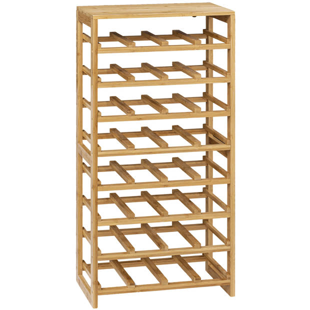 Wijnrek/flessenrek 8 lagen - bamboe hout - 45 x 24 x 89 cm - Wijnrekken