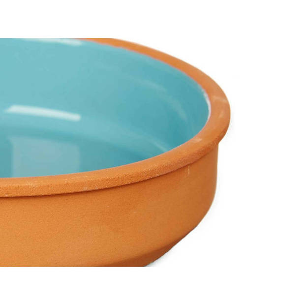 Set 8x tapas/creme brulee serveer schaaltjes terracotta/blauw 16x4 cm - Snack en tapasschalen