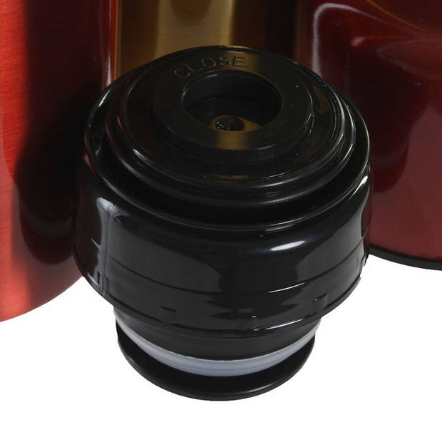 RVS thermosfles/isoleerfles zwart met drukdop 920 ml - Thermosflessen