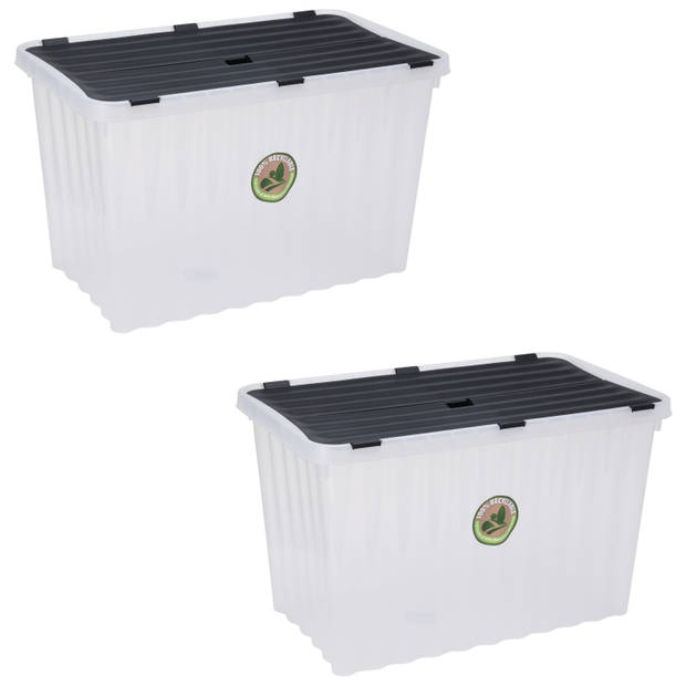 3x Stuks Opbergdozen/organizers met deksel - kunststof - 76 Liter - Opbergbox