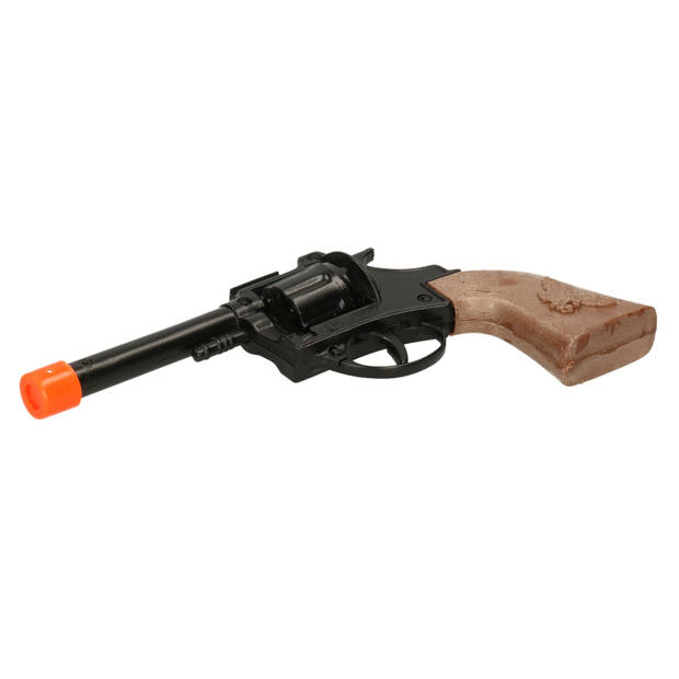 Cowboy/politie speelgoed revolver/pistool metaal 8 schots plaffertjes - Verkleedattributen