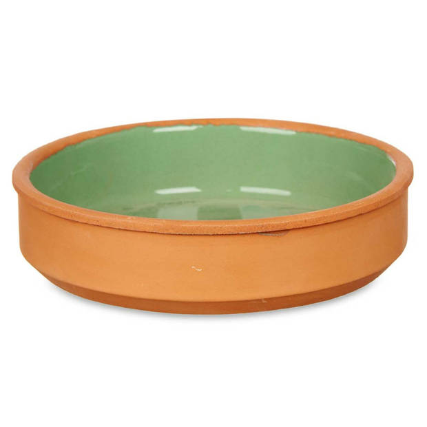 Set 8x tapas/creme brulee serveer schaaltjes terracotta/groen 16x4 cm - Snack en tapasschalen
