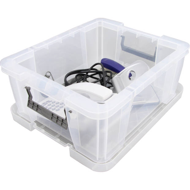 Allstore Opbergbox - 2x stuks - 24 liter - Transparant - 48 x 38 x 19 cm - Opbergbox