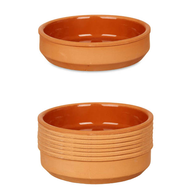 Set 8x tapas/creme brulee serveer schaaltjes terracotta/bruin 16x4 cm - Snack en tapasschalen