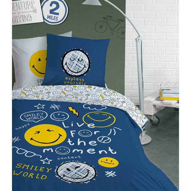 Smiley World Dekbedovertrek Scribble - Eenpersoons - 140 x 200 cm - Katoen