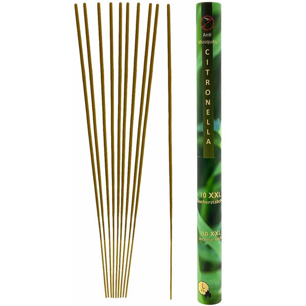 Anti muggen muskieten citronella wierook XXL - Tuin & Terras - formaat - 50 cm - 1 koker a. 10 stuks