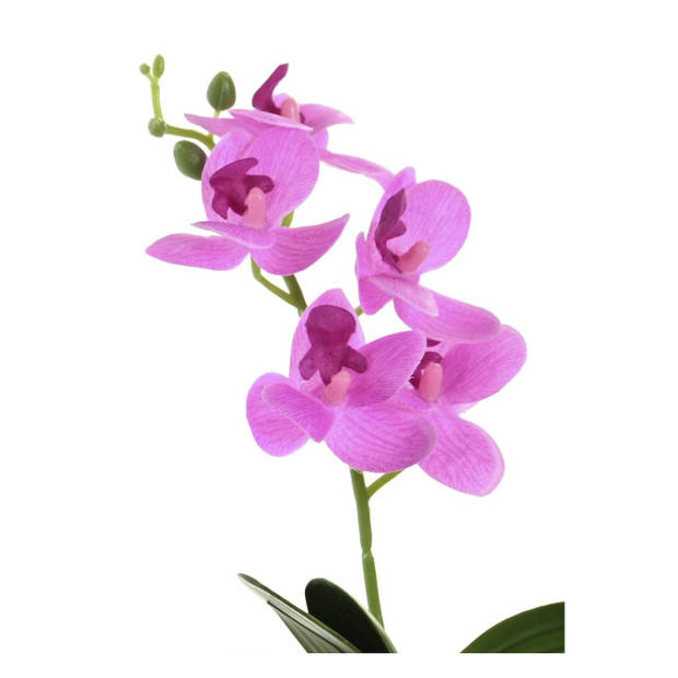 Items Orchidee bloemen kunstplant in witte bloempot - roze bloemen - H29 cm - Kunstplanten