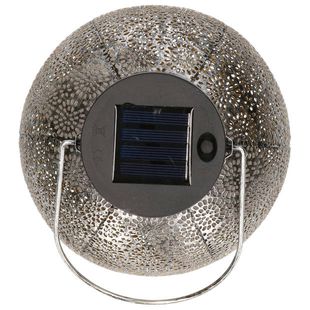 Anna's collection Solar lantaarn - 2x - zilver - metaal - 18 x 19 cm - Lantaarns