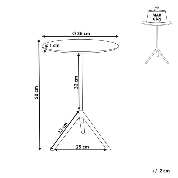 Beliani ERAVUR - Bijzettafel-Goud-Aluminium