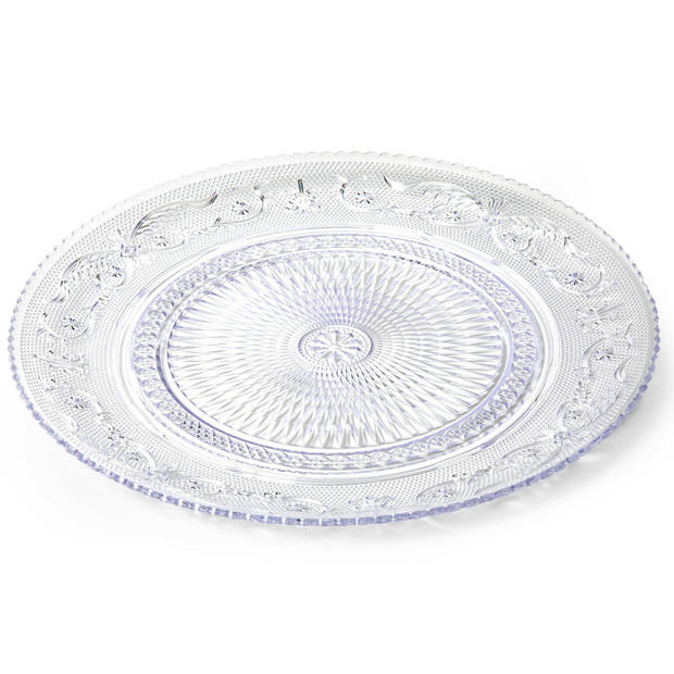 Plasticforte Onbreekbare gebak/taart bordjes - 24x stuks - kunststof - kristal stijl - transparant - Campingborden