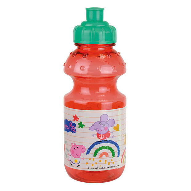 Peppa Pig drinkfles/drinkbeker/bidon met drinktuitje - roze - kunststof - 350 ml - Schoolbekers