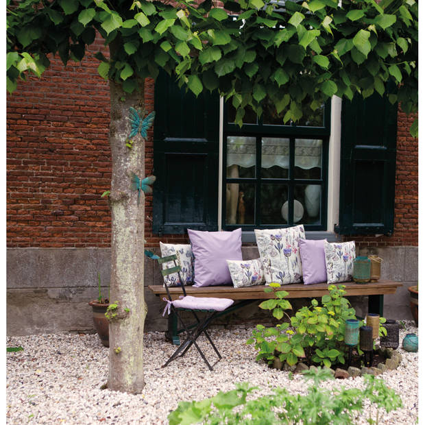 Anna's collection Stoelkussen gewatteerd - lila paars - 38 x 38 cm - tuinstoelkussens