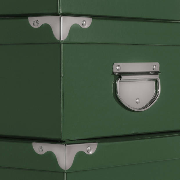 5Five Opbergdoos/box - groen - L32 x B21.5 x H12 cm - Stevig karton - Greenbox - Opbergbox