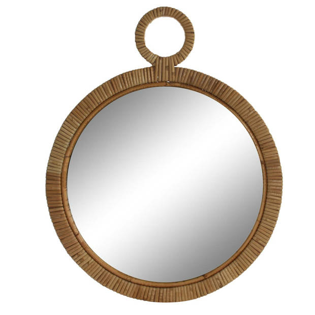 Items - Spiegel/wandspiegel - rotan buitenkant - rond - D40 cm - Spiegels