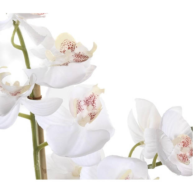 Items Orchidee bloemen kunstplant in witte bloempot - witte bloemen - H60 cm - Kunstplanten