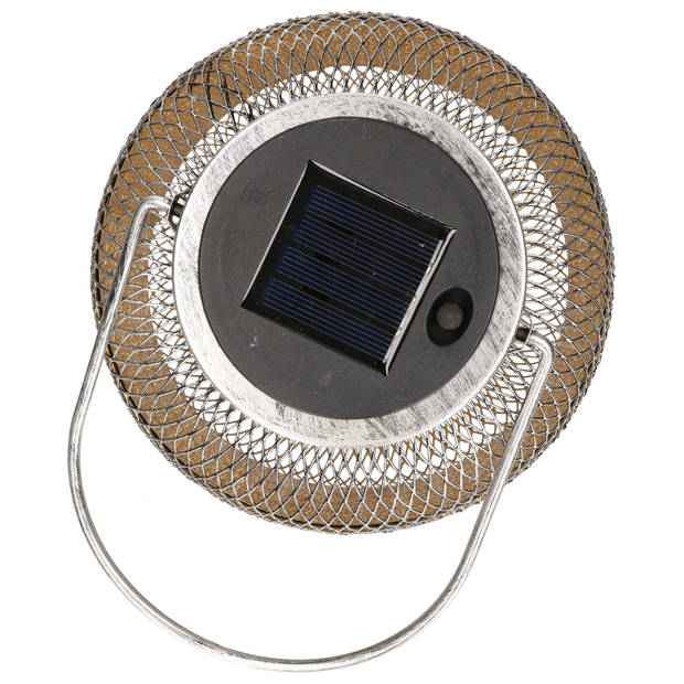 Anna's collection Solar lantaarn - 2x - zilver - metaal - 16 x 26 cm - Lantaarns