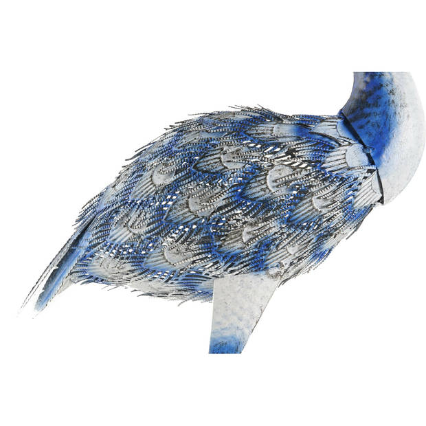 Items Tuin decoratie dieren/vogel beeld - Metaal - Reiger - 42 x 80 cm - buiten - blauw - Beeldjes