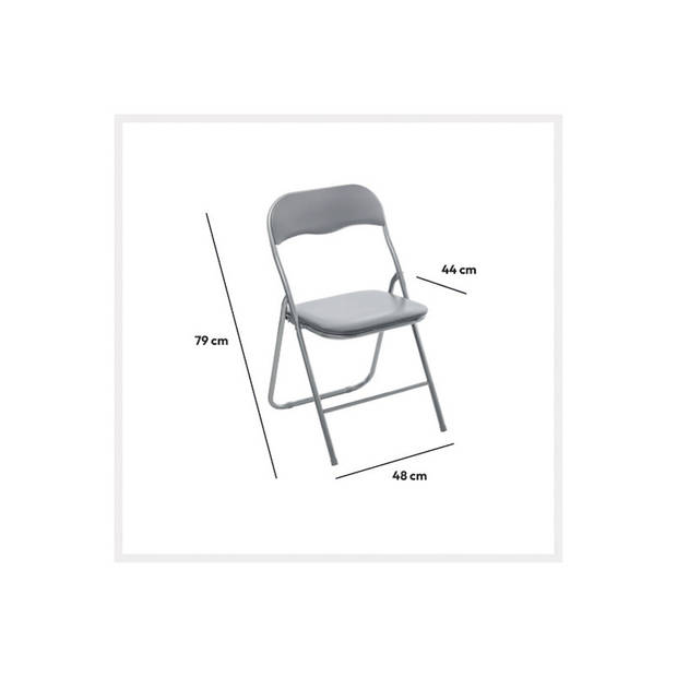 5Five Klapstoel met pvc zitting - lichtgrijs - 44 x 48 x 79 cm - metaal - Klapstoelen