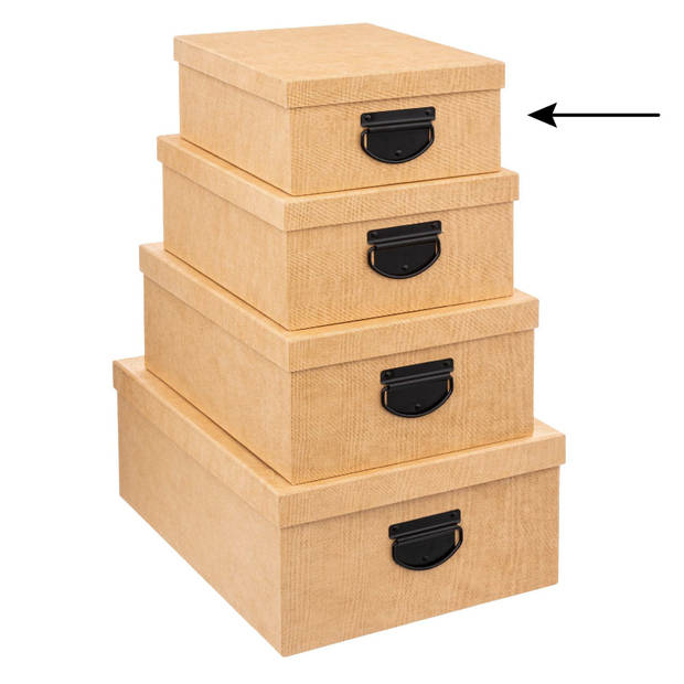 5Five Opbergdoos/box - goudgeel - L28 x B22 x H11 cm - Stevig karton - Industrialbox - Opbergbox