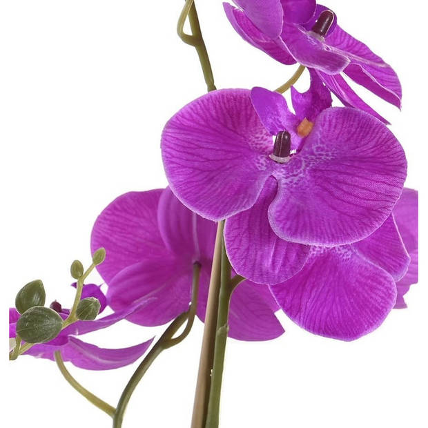 Items Orchidee bloemen kunstplant in witte bloempot - roze bloemen - H60 cm - Kunstplanten