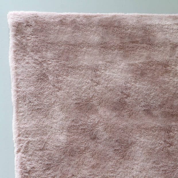 Vloerkleed rechthoek 160x230cm roze hoogpolig tapijt Liv fluffy vloerkleed